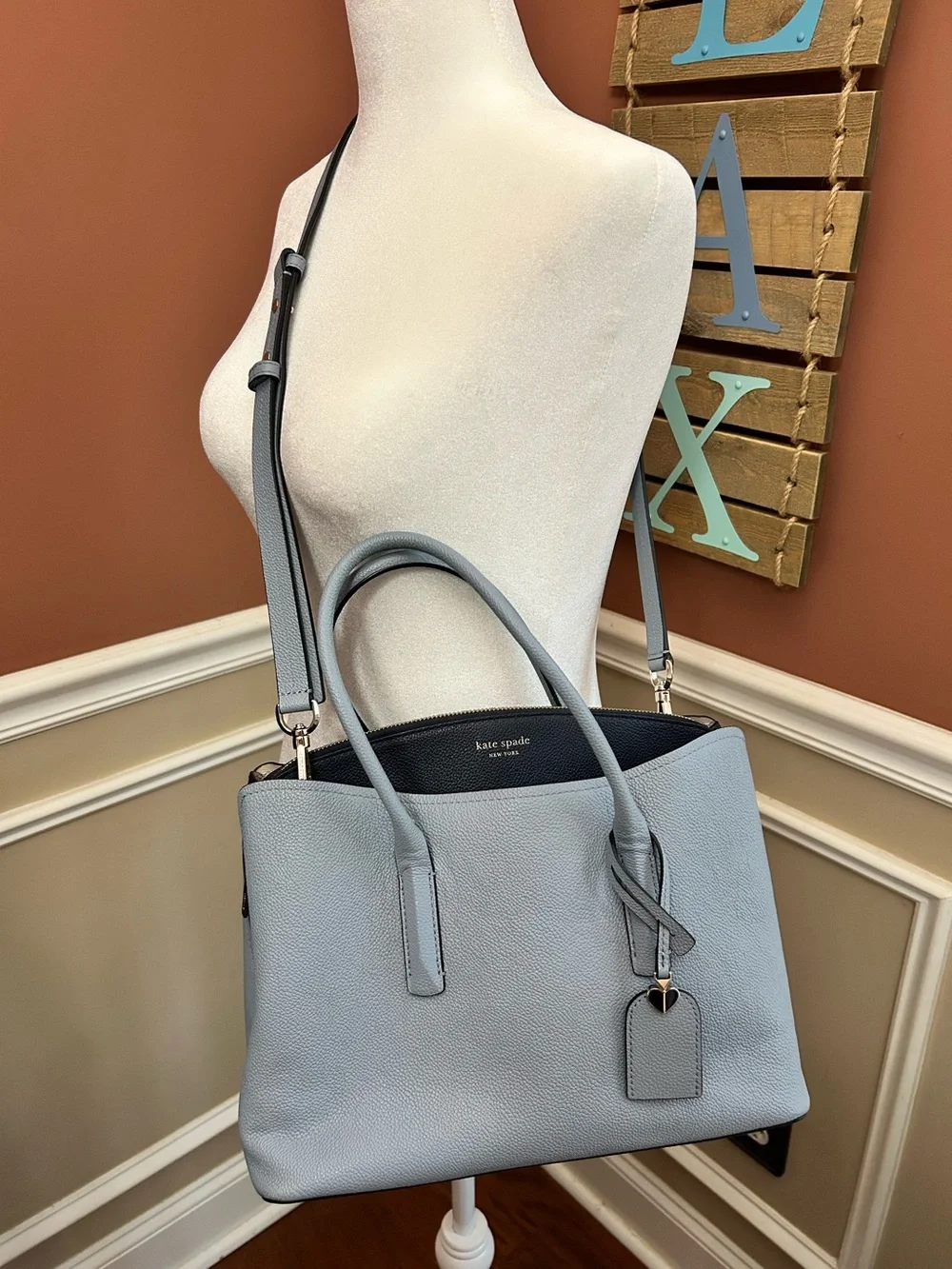 kate spade Two-Tone Black and Light Gray Pebble Leather Tote